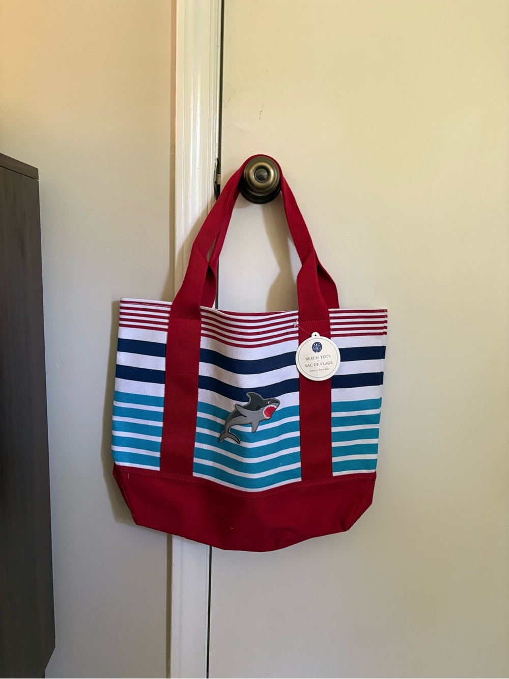 Pottery Barn Kids Red, Navy and White Striped Beach Tote SET OF TWO - Picture 3 of 7